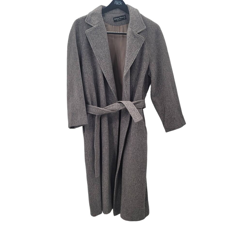Wellington Fashions Vintage wool coat trench lined belt Women's XL Overcoat